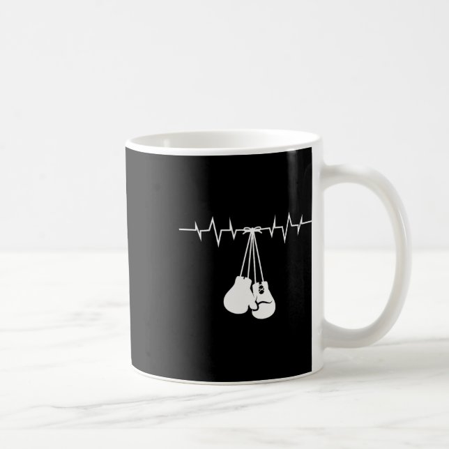 Boxing White Handskar hängde på Boxing Heart Rate  Kaffemugg (Höger)