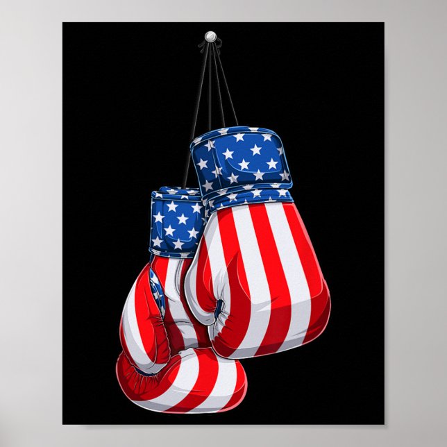 Boxinghandskar amerikansk Flagga 4:e juli Poster (Framsidan)