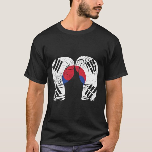 Boxinghandskar Boxer Koreanska Flagga Sydkorea T Shirt (Framsida)
