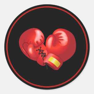 Boxinghandskar, designmärke runt klistermärke