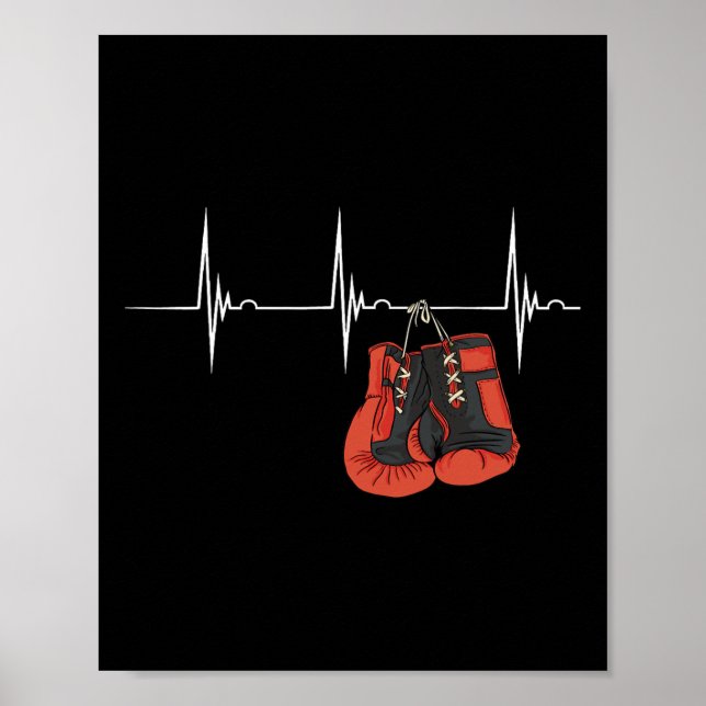 Boxinghandskar, pulsslag Ekg pulse Mma Boxing Kick Poster (Framsidan)
