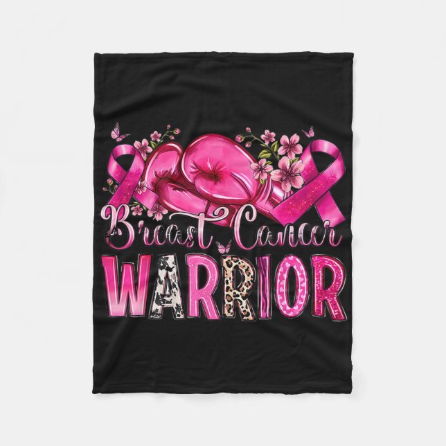 Boxinghandskar Rosa Ribbon Breast Cancer Warrior A Fleecefilt (Framsidan)
