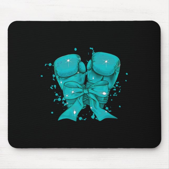 Boxinghandskar Teal Ribbon Cervical Cancer Awarene Musmatta (Framsidan)