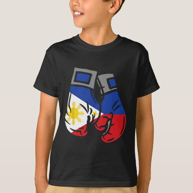 Boxinghandsken med Flagga Filippinerna T Shirt (Framsida)