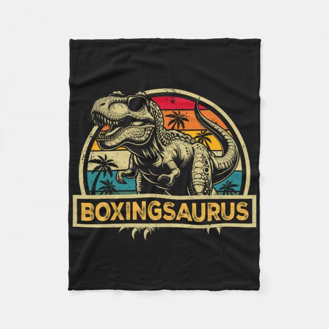 Boxingsaurus T Rex Dinosaur Boxning Saurus Familj  Fleecefilt (Framsidan)