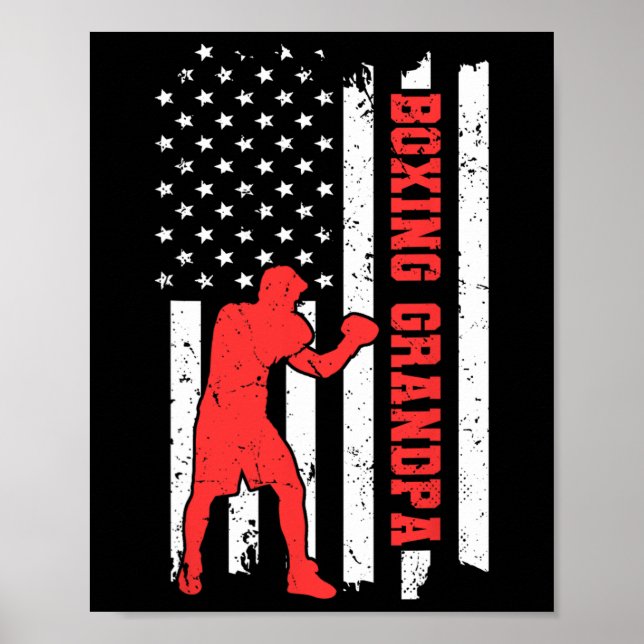 Boxning Amerika Flagga Boxning Kampsport Boxning G Poster (Framsidan)