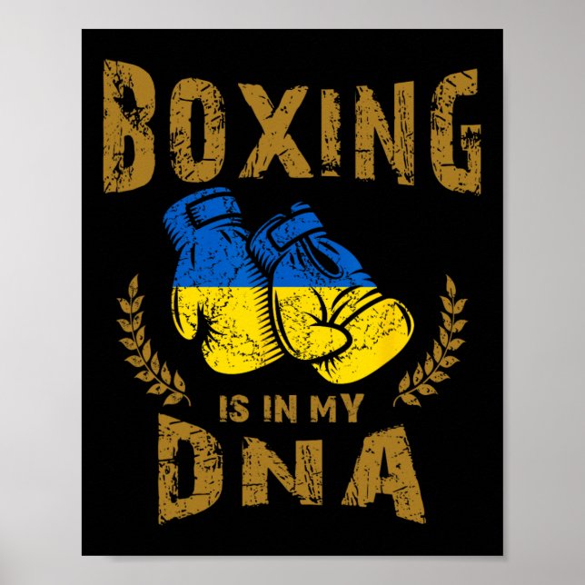 Boxning Är I Min D-n-a Ukraina Flagga Boxnings Han Poster (Framsidan)