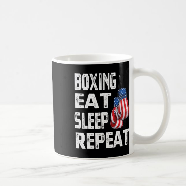 Boxning Äta Sova Upprepa Gym Boxare Kickboxning Mi Kaffemugg (Höger)