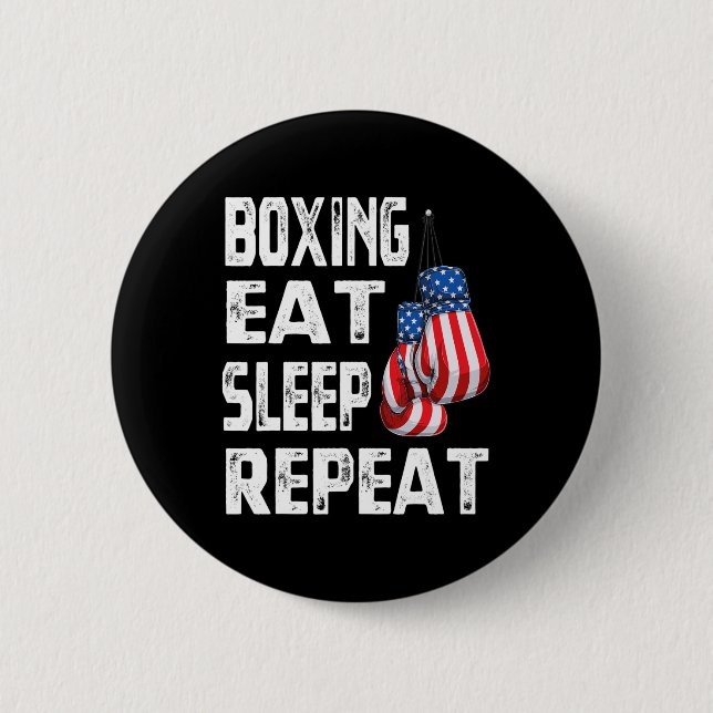 Boxning Äta Sova Upprepa Gym Boxare Kickboxning Mi Knapp (Framsida)