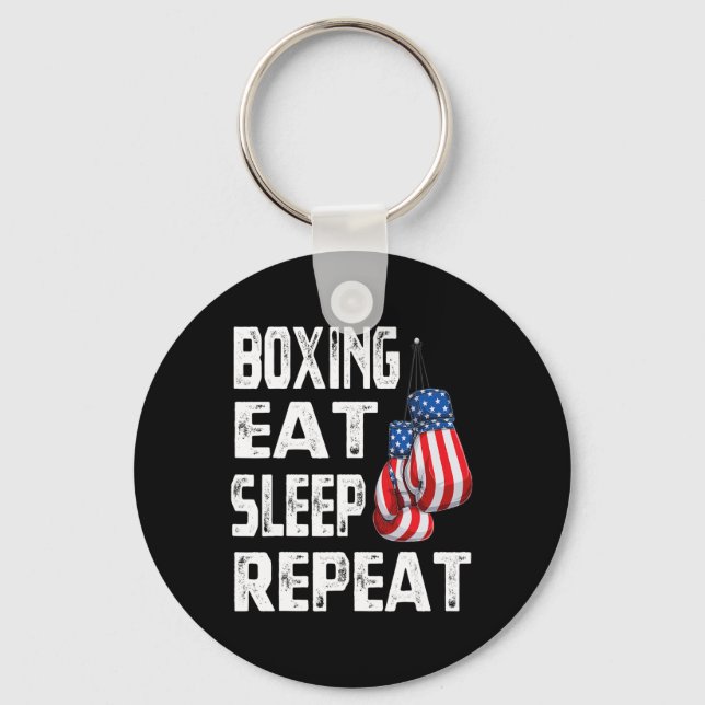 Boxning Äta Sova Upprepa Gym Boxare Kickboxning Mi Nyckelring (Framsida)