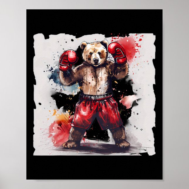 Boxning Björnälskare Boxnings Handskor Kickboxning Poster (Framsidan)