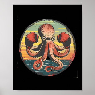 Boxning Bläckfisk Älskare Ocean Havslevande Boxare Poster