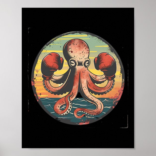 Boxning Bläckfisk Älskare Ocean Havslevande Boxare Poster (Framsidan)