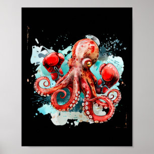 Boxning Bläckfisk Älskare Ocean Havslevande Boxare Poster