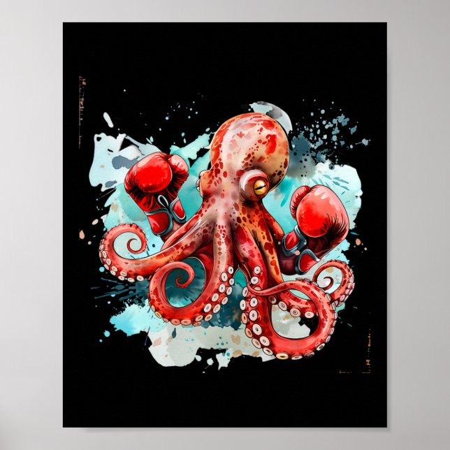 Boxning Bläckfisk Älskare Ocean Havslevande Boxare Poster (Framsidan)