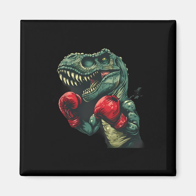 Boxning Dinosaur Boxare Dino Kickboxning T-rex Box Magnet (Framsidan)