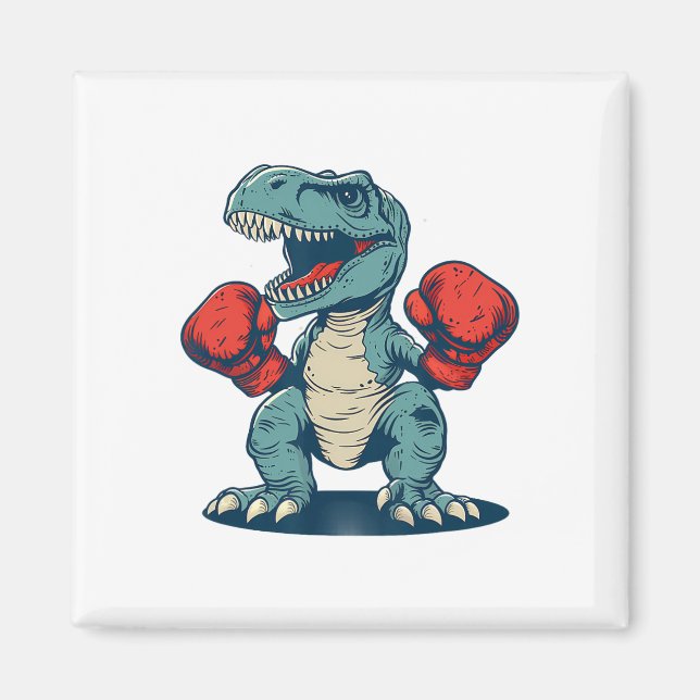 Boxning Dinosaur Boxare Dino Kickboxning T-rex Box Magnet (Framsidan)