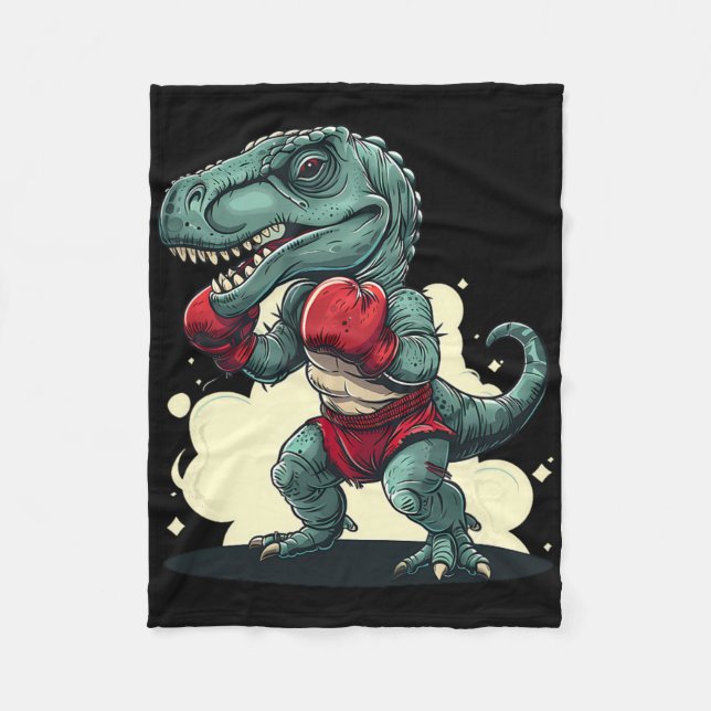 Boxning Dinosaurie Boxare Dino Kickboxning T-rex B Fleecefilt (Framsidan)