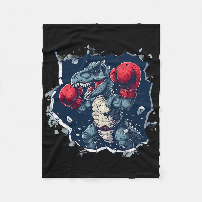 Boxning Dinosaurie Boxare T-rex Kickboxning Dino B Fleecefilt (Framsidan)