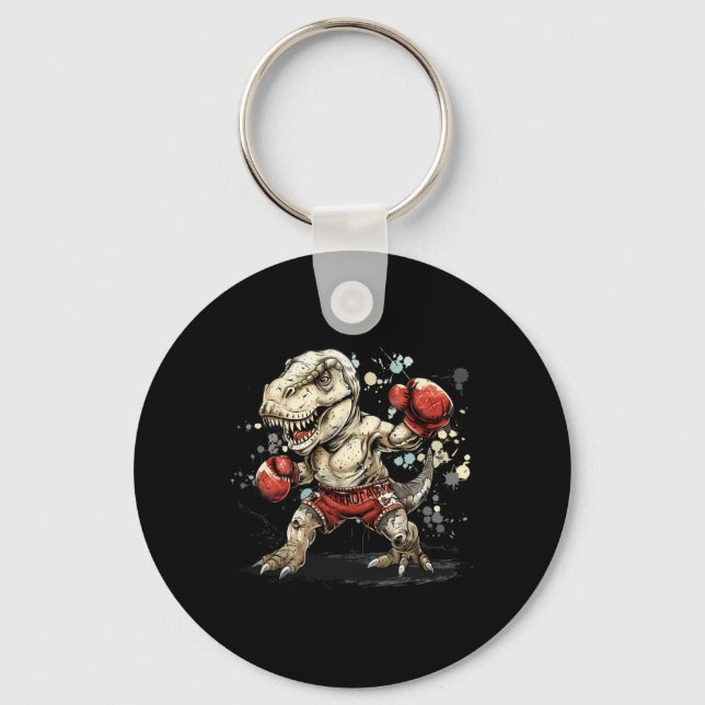 Boxning Dinosaurie Boxare T-rex Kickboxning Dino B Nyckelring (Framsida)