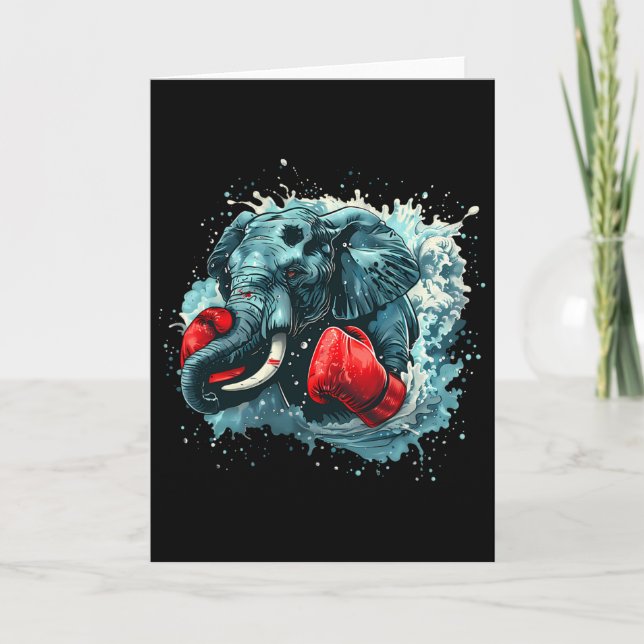 Boxning Elefant Älskare Boxnings Handskor Kickboxn Kort (Framsida)