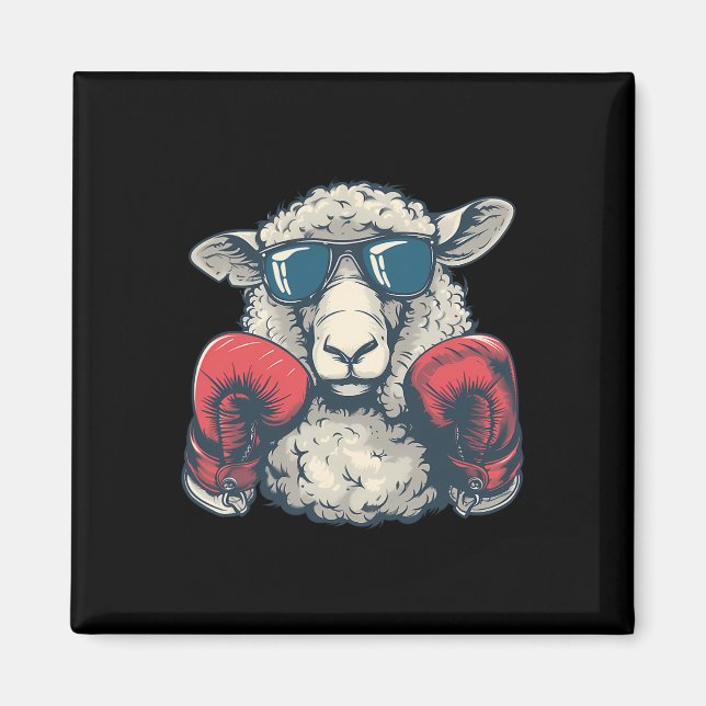 Boxning Får Lamm Boxningshandskor Kickboxning Roli Magnet (Framsidan)