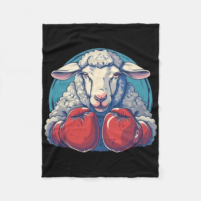 Boxning Får Med Boxnings Handskor Kickboxning Roli Fleecefilt (Framsidan)