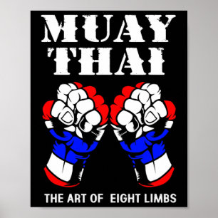 Boxning Hand Kickboxning Konsten Av 8 Lemmar Muay Poster