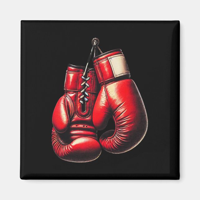 Boxning Handskor Röd Boxning Sport Boxare Kickboxn Magnet (Framsidan)
