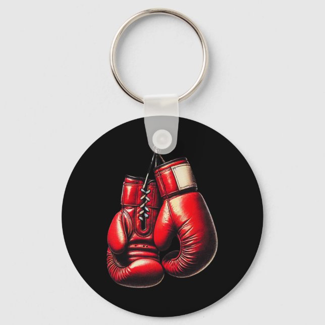 Boxning Handskor Röd Boxning Sport Boxare Kickboxn Nyckelring (Framsida)