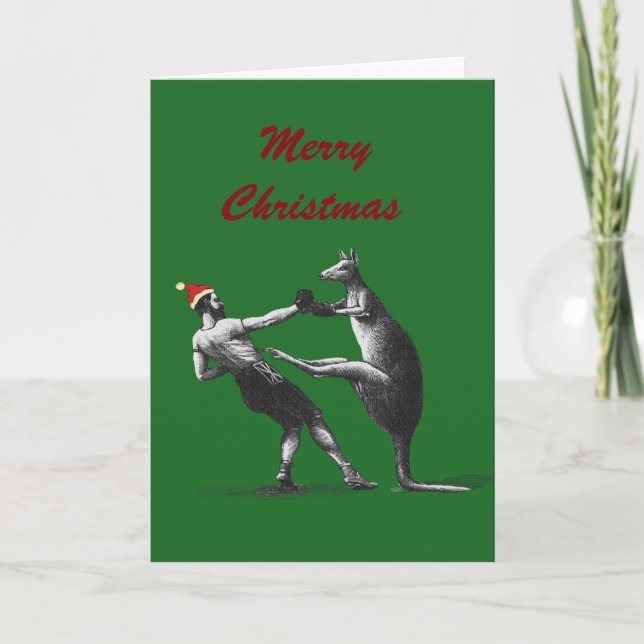 boxning kangaroo christmas helgkort (Framsida)