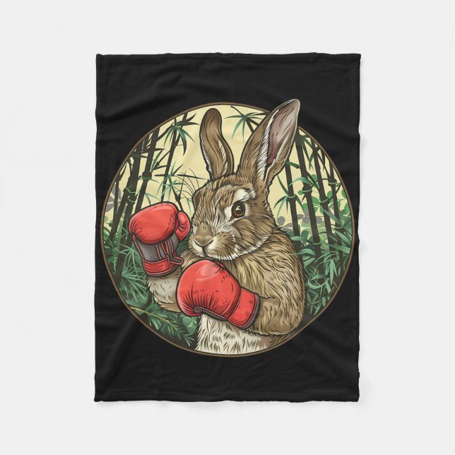 Boxning Kanin Boxnings Handskor Kickboxning Rolig  Fleecefilt (Framsidan)