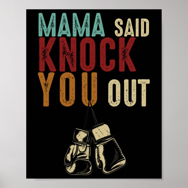 Boxning Kickboxning Mamma sa Knock U Out mors dag Poster (Framsidan)