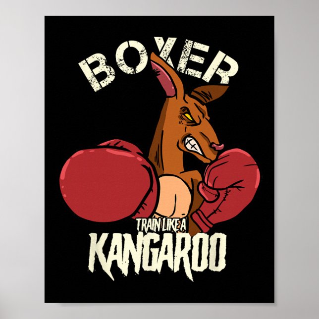 Boxning Kickboxning Träna Som En Känguru  Poster (Framsidan)