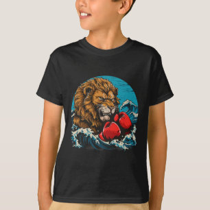 Boxning Lejon Porträtt Motiv Vilda Kickboxning Äls T Shirt