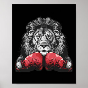 Boxning Lejon Porträtt Motiv Vilda Kickboxning Kär Poster