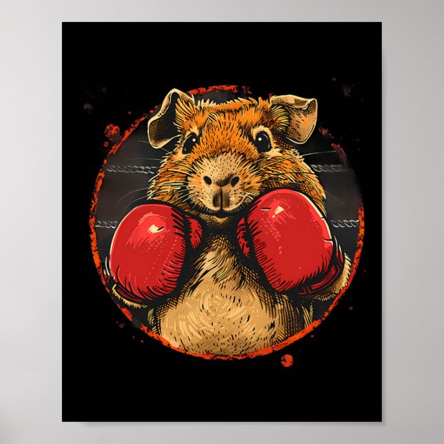 Boxning Marsvin Älskare Boxnings Handskor Kickboxn Poster (Framsidan)