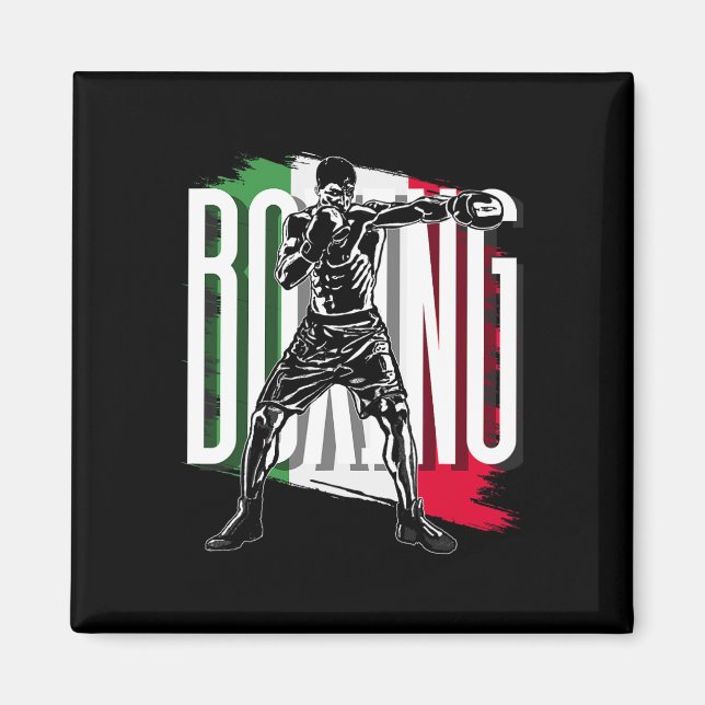 Boxning, mexikansk flagga magnet (Framsidan)