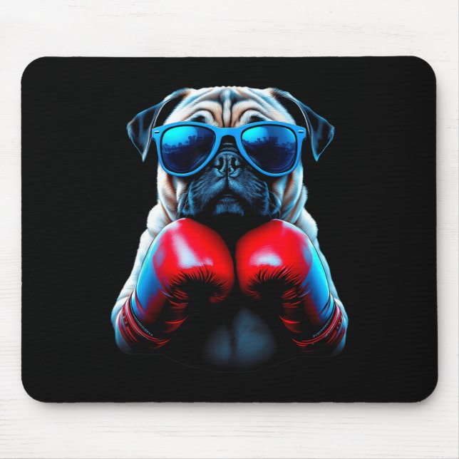 Boxning Mops Hund Kickboxning Cool  Musmatta (Framsidan)