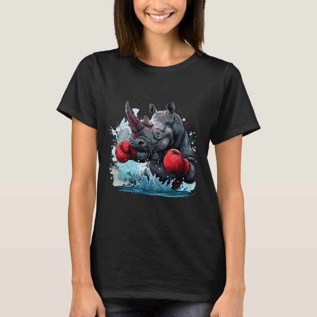 Boxning Noshörning Boxnings Handskor Kickboxning R T Shirt (Framsida)
