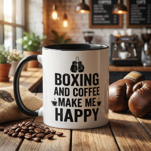 Boxning och kaffe gör mig glad rolig boxare mugg
