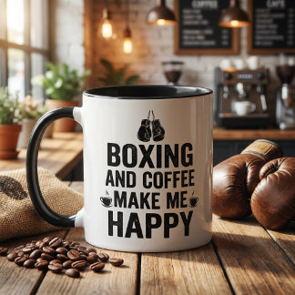 Boxning och kaffe gör mig glad rolig boxare mugg