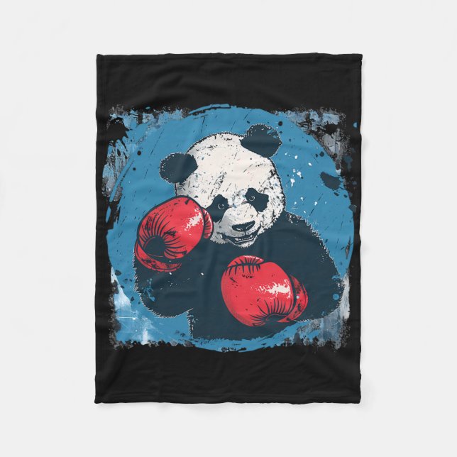 Boxning Panda Älskare Boxnings Handskor Kickboxnin Fleecefilt (Framsidan)