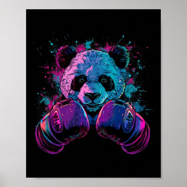 Boxning Panda Älskare Boxnings Handskor Kickboxnin Poster (Framsidan)