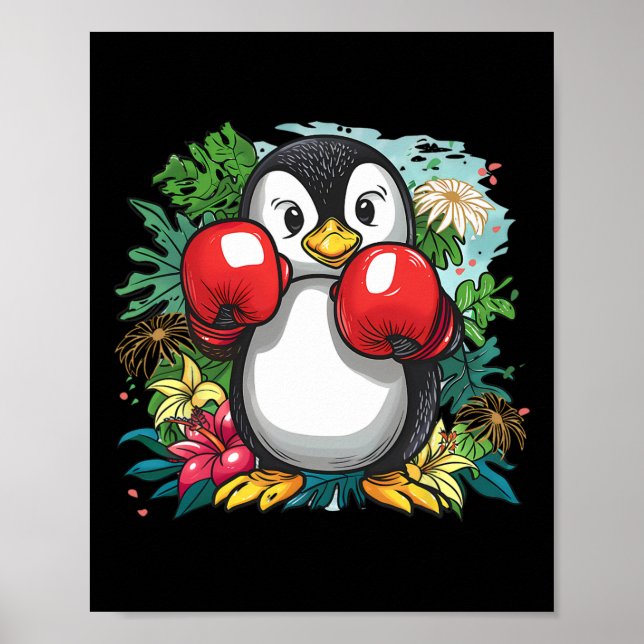 Boxning Pingvin Älskare Boxnings Handskor Kickboxn Poster (Framsidan)