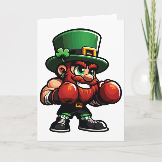 Boxning Rolig St. Patrick Dag Lucky Irish Shamrock Kort (Framsida)