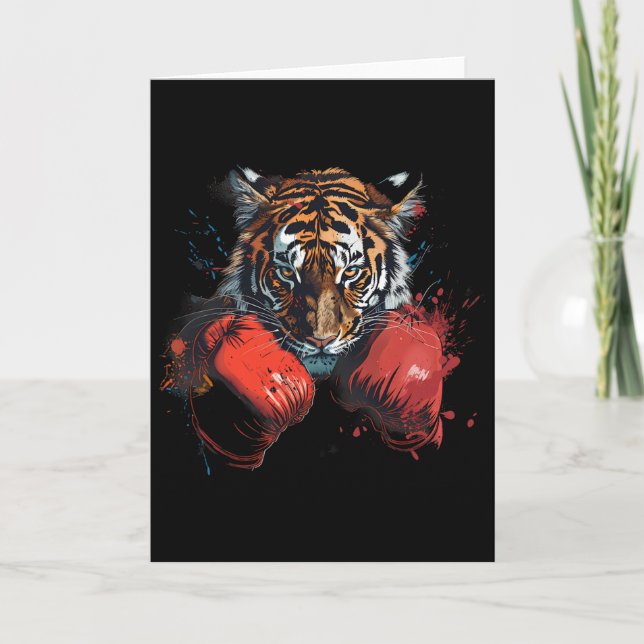Boxning Tiger Älskare Boxnings Handskor Kickboxnin Kort (Framsida)