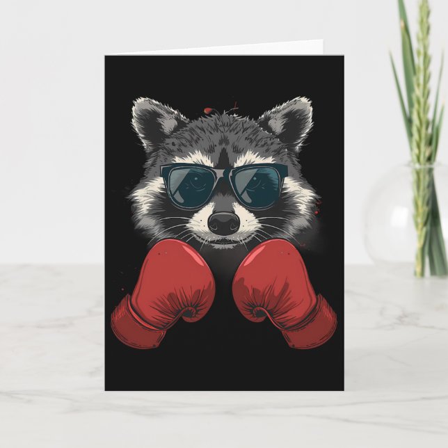 Boxning Tvättbjörn Älskare Boxnings Handskor Kickb Kort (Framsida)