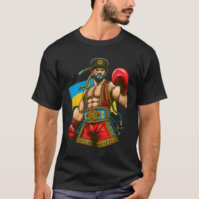 Boxning Ukrainsk boxare Ukrainas flagga  T Shirt (Framsida)