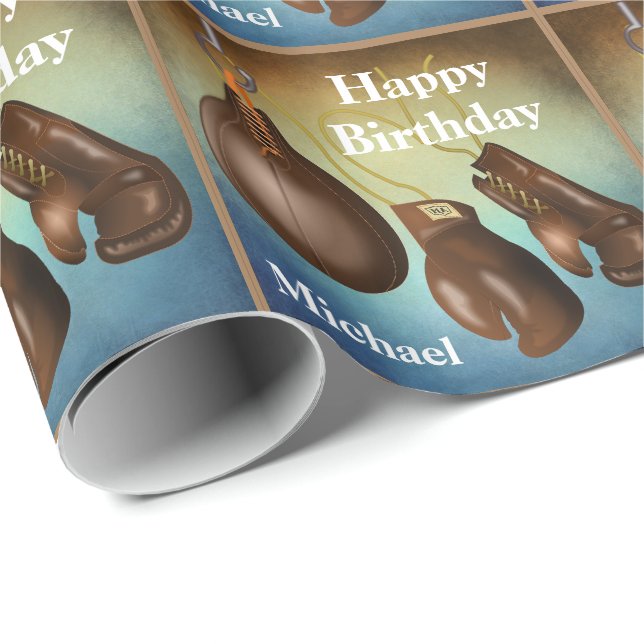 Boxninghandskar och hänger lös gåvan presentpapper (Rullad Hörn)